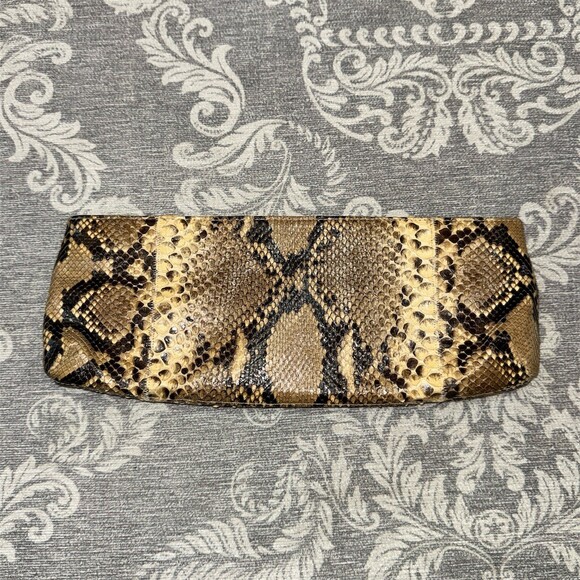 LORELEI Envelope Clutch Purse Womens Small Snakeskin Print Brown Tan Black